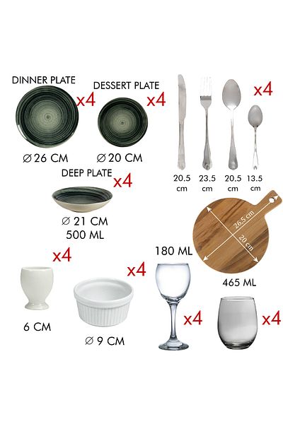 Cesiro Taste Excellence with the Black Spiral Set, for 4 people, 45 pieces!