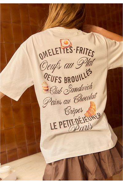 Stradivarius Oversize heavy cotton croissant T-shirt