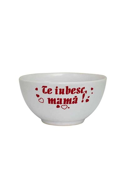 Cesiro Set of 6 bowls with message I Love You Mom, 500 ml, White