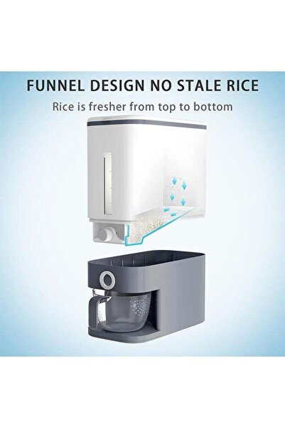 COOYA موزع أرز سعة 25 رطلاً، وعاء كبير، كوب قياس، مقاوم للرطوبة، خالٍ من مادة BPA، لمخزن المطبخ