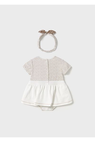 MAYORAL Toddler Girls Dunagree Romper with Matching Headband - 2 Colors