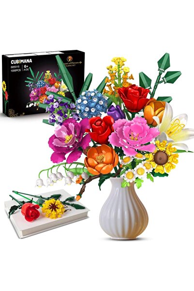 CUBIMANA Buket Yapım Seti, 1000 Parça Yapay Çiçek Seti, Sevgililer Günü ve Ev...