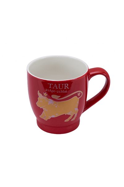 Cesiro Mug with Taurus Zodiac Sign decoration, 170 ml, Red