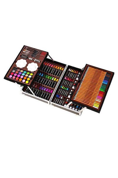 COOYA 145pcs Art Set in Aluminum Case,Includes Markers,Colored Pencils,Watercolors&Oil Pastels,Multicolor