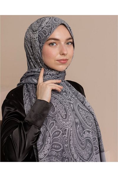 aldyoo Gray Double Face Viscose Shawl Ethnic Pattern