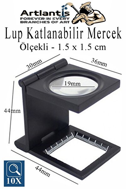 Artlantis Lup Büyüteç Mercek 1.5x1.5 cm 1 Adet 10X Büyütmeli Plastik Katlamal...