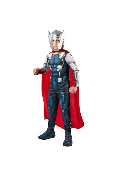 Marvel Thor Costume With Muscles - Avengers For Boys 130 - 150 Cm 8-10 Years
