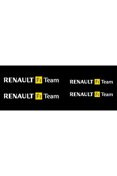 Oto Sticker مجموعة ملصقات فريق رينو F1 مكونة من 4 قطع باللون الأبيض بدون خلفية.