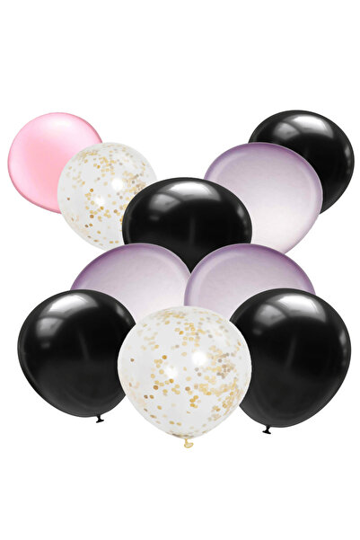 KidMania Buchet 10 baloane pentru tort din latex cu confetti, mov