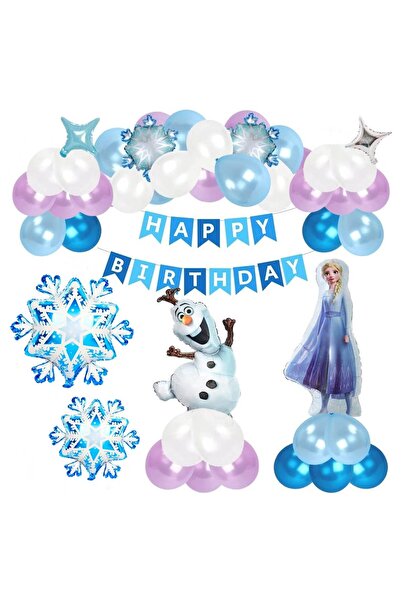 KidMania Set arcada cu baloane Elsa si Olaf - Happy Birthday, KidMania®, 21 b...