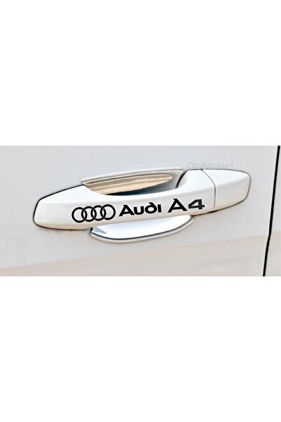 Oto Sticker Audi A4 Kapı Kolu Ve Jant Sticker Seti 8 adet Siyah