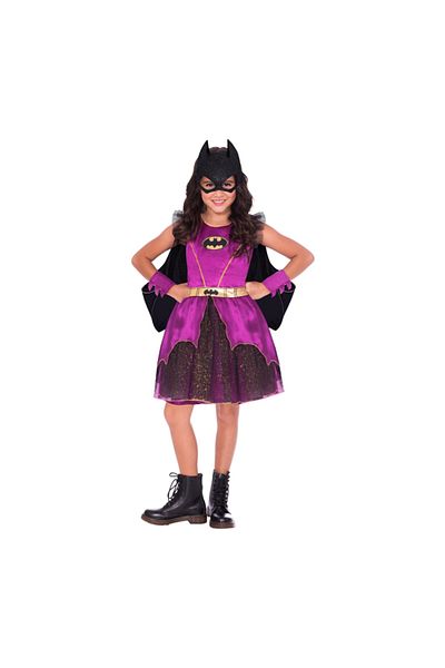 DC Batgirl Purple Costume With Cape For Girls 10-12 Years 146 Cm