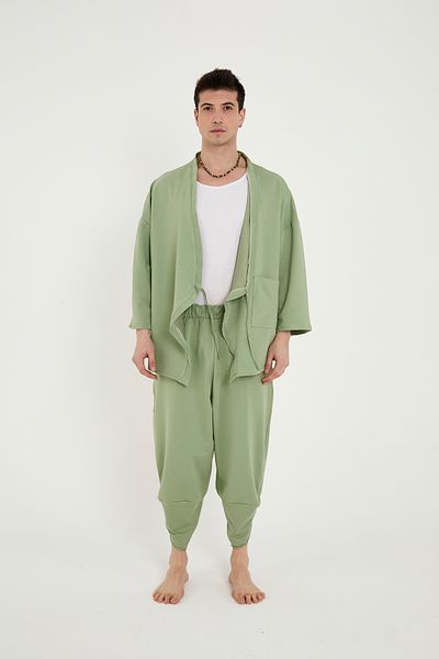 RELAXL Unisex Πράσινο Μοντέρνο Φαρδύ Παντελόνι Γιόγκα Διαλογισμού