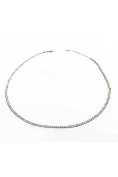 Mistik Silver 1,5 Mm Beyaz Zirkon Taşlı Gümüş Suyolu Halhal