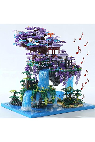 YUSHINV Sakura Ağaç Evi Yapı Blokları, 4574 Parça, Orijinal Müzik, Hediye Kutulu