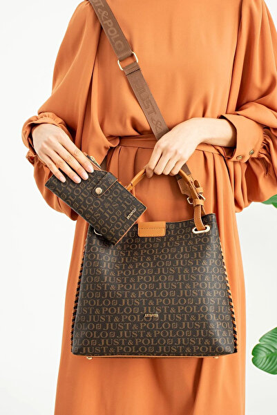 Just Polo Women's Print Patterned Braided Large Size Shoulder Bag and Wallet ...