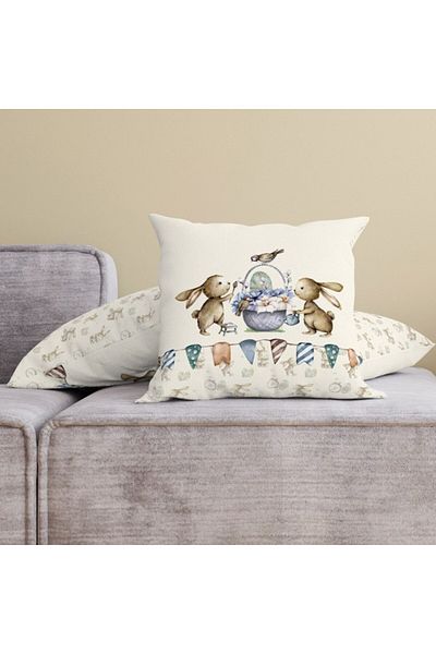 Club Cotton Față pernă decorativă din bumbac cu motive pascale, 45x45cm, Feta