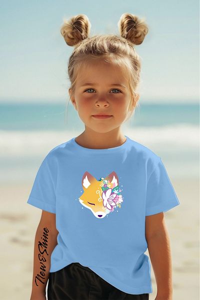 New Shine 1 tricou este un cadou pentru achiziții de 6 sau mai sus în coș - Tricou pentru copii oversize cu imprimeu floral Fox