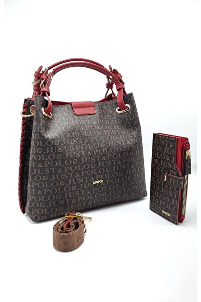 Just Polo Women's Print Patterned Braided Large Size Shoulder Bag and Wallet ...