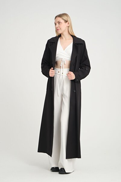 Soydan Güner Su Geçirmez Kırışmaz Uzun Astarsız Yazlık Trençkot Siyah ( 135 Cm) 3910