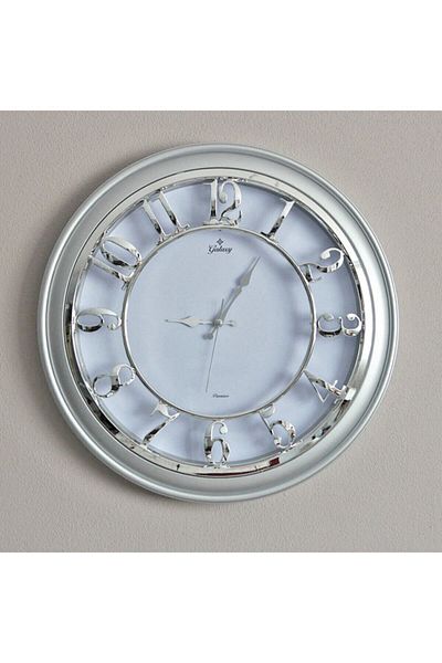 Galaxy Wall Clock Gray Silver 45 cm