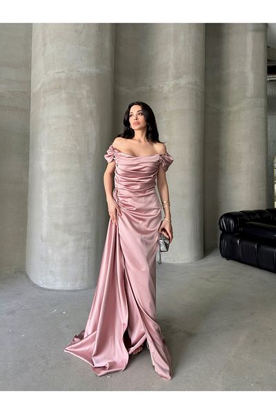 Serica Moda Βραδινό φόρεμα με ντραπέ ώμου
