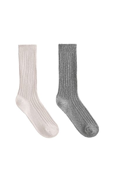 Oysho 2 Pairs Of Classic Rib Socks