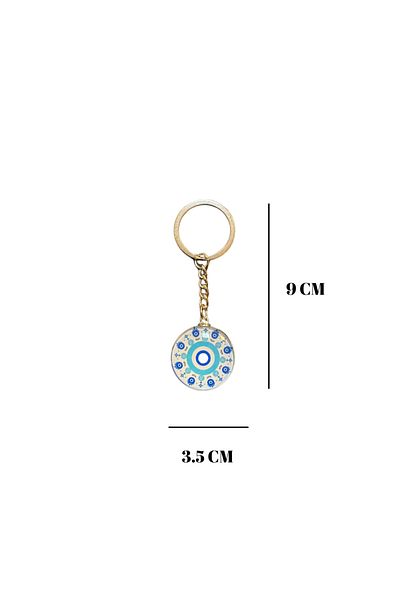 GRANDSTORE Blue White Evil Eye Beaded Double-Way Gift Keychain