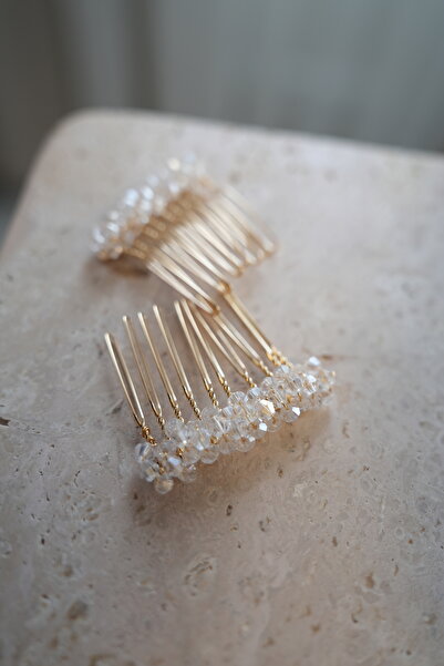 İstoria Bridal 2 bucăți mini agrafe de pieptene, agrafe de pieptene aurii, accesoriu de păr pentru nuntă și logodnă 4 cm