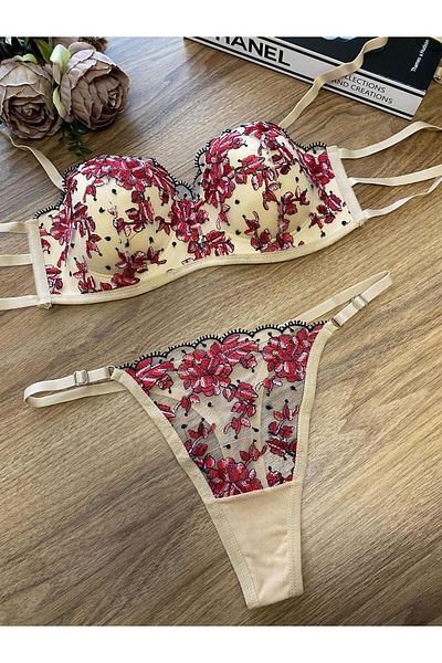 RUYAZ Set de sutien pentru lenjerie de corp pentru femei, cu sârmă florală, cu sârmă