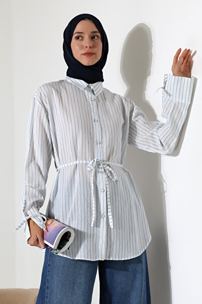 Mihran Butik Жіноча тканина з модального волокна, синя сорочка з покриттям для голови