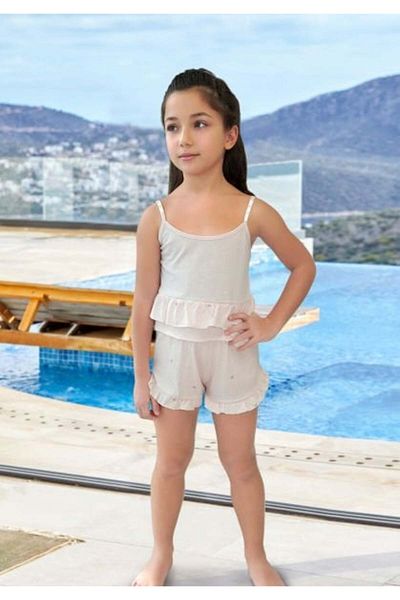 Cossy By Aqua 24985 Kids Powder Kids Strappy Shorts Set