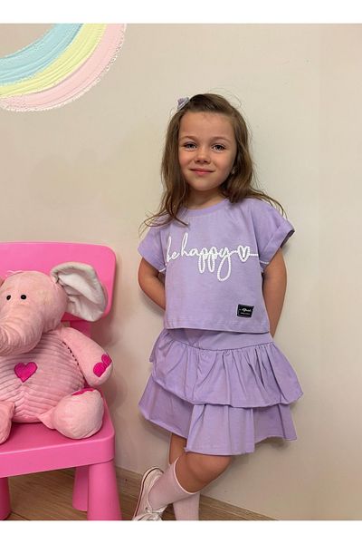 ALPİDS Combed Be Happy Printed Girl's Suit with Skirt