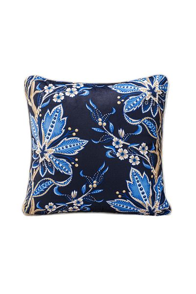 Lenjerii Deosebite Velvet decorative pillowcase 43x43cm, Blue Flowers Majesty BF01