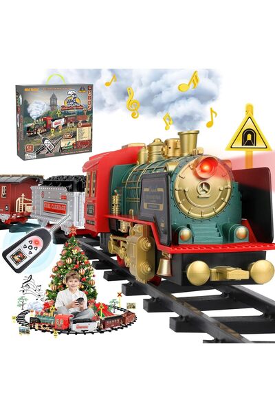 Mini Tudou Uzaktan Kumandalı Buharlı Tren Oyuncağı, Işık, Ses ve Buhar Efektl...