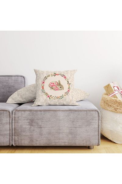 Club Cotton Față pernă decorativă din bumbac cu motive pascale, 45x45cm, Cena