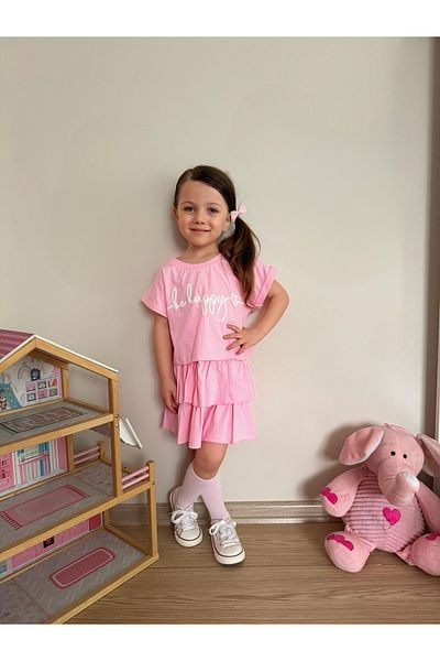 ALPİDS Combed Be Happy Printed Girl's Suit with Skirt