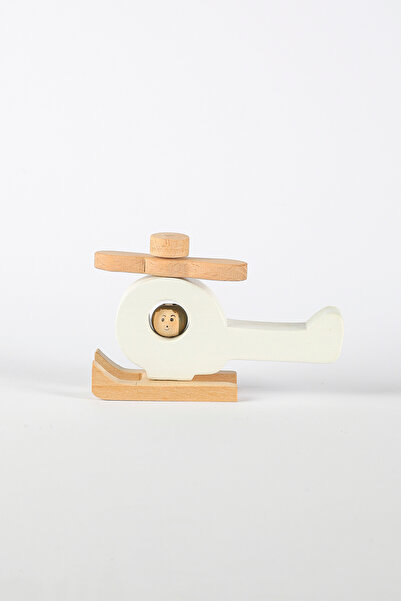 MUCİT KİDS Helikopter Ahşap Oyuncak - Doğal Ahşap