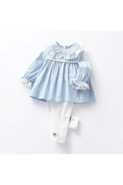 nannie Cindy Blue Outfit For Girls - 18-24 Months