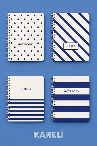 Bambus Home 17*24 Spirilli Granulated School Notebook 80 Sheets Set of 4 Checkered