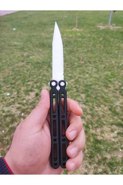 bebevim Black White Color Butterfly Knife Plastic