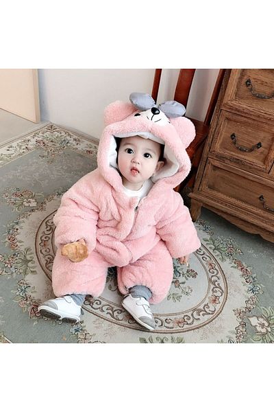 nannie Nora Pink Girls' Fluffy Jumpsuit - 1-2 years
