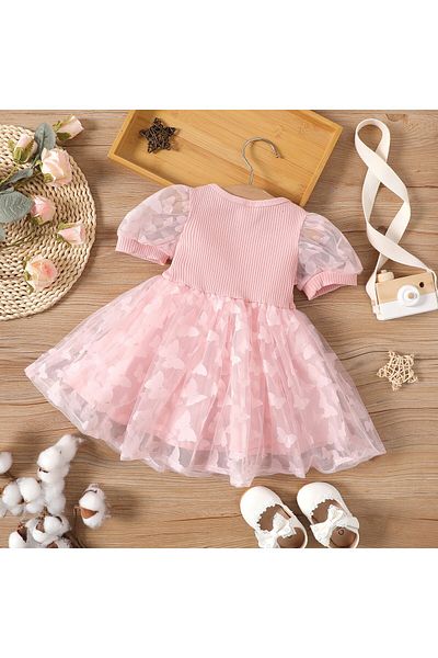 nannie Rochie Roz Fete Cu Fluturi Moly - 6-9 luni