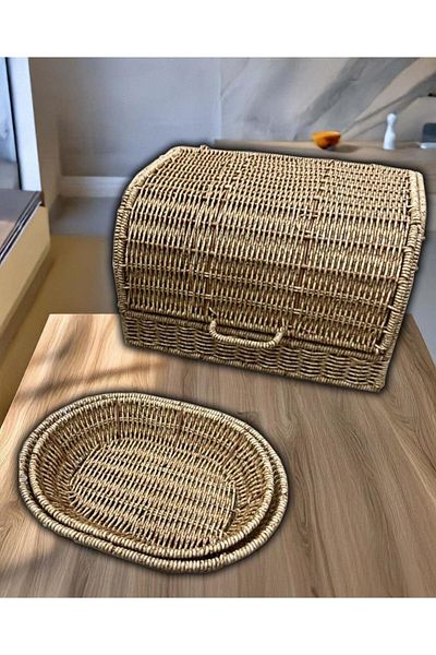MİEN Mien Rattan Bread Bowl + 2 Baskets