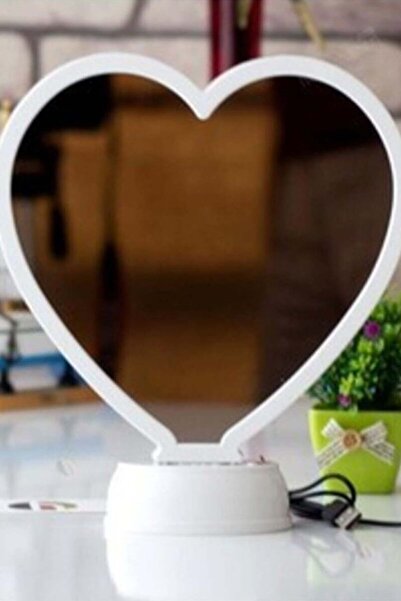 CİYU TİCARET Kişiye özel sihirli led ayna kalp şekilli ayna makyaj aynası dekor