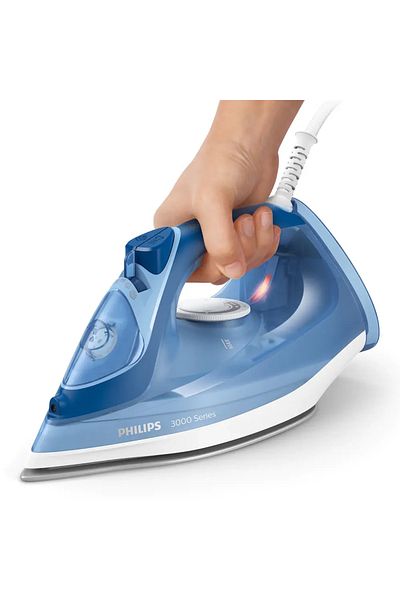 Philips Fier de calcat Philips Seria 3000, putere 2400W, jet continuu de abur 40g/min, culoare albastru