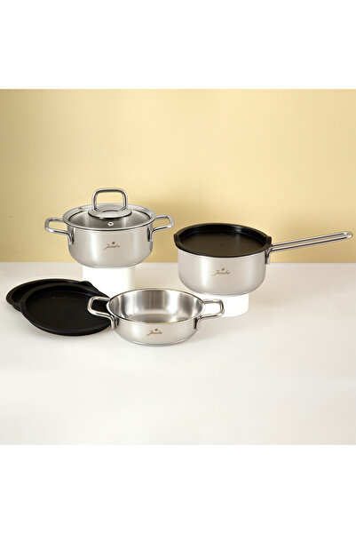 Jumbo Lyon Midi 4 Parça Çelik Tencere Takımı