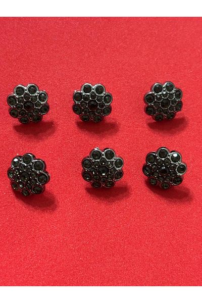 BEİLYS COSMETİCS & ACCESSORY Design 6 Pack Button (Bd40) - Black Finish and Black Stone 1,5 cm