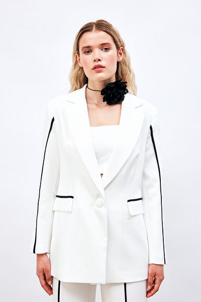 Sateen ECRU Contrast Loose Jacket