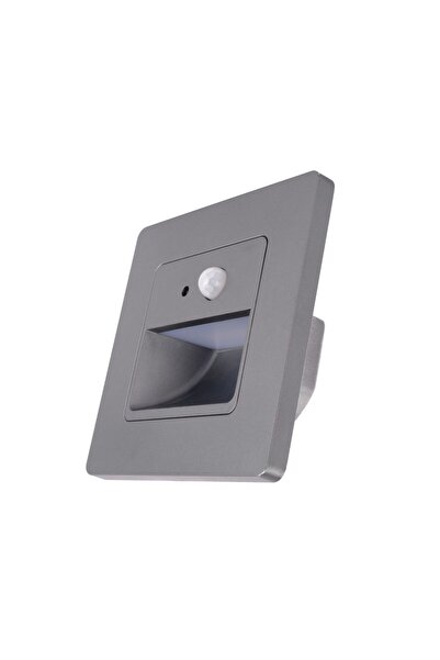 ACK 1 W Sensörlü Merdiven Aydınlatma Armatürü - Beyaz Işık (6500K) - Füme Kasa - Kare - AH07-00433